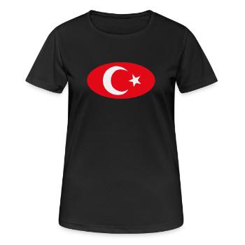 Drapeau Turkiye Turc Ovale - T-shirt respirant Femme - noir - Devant - AI Model Female 172 light (172cm)