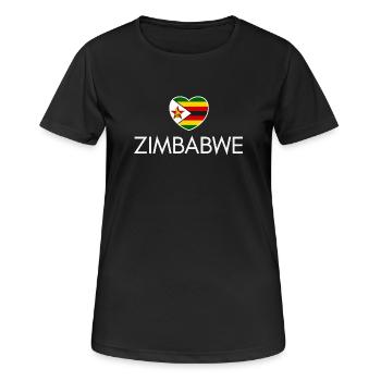 Ich liebe Simbabwe, Herz Simbabwe - Frauen T-Shirt atmungsaktiv - Schwarz - Vorne - AI Model Female 172 light (172cm)
