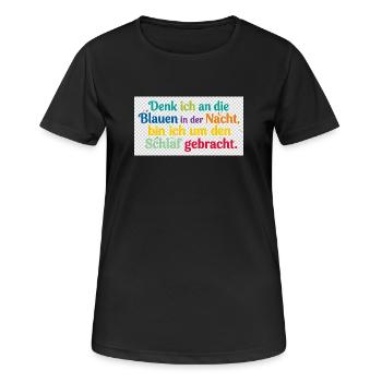Bunte Nachtgedanken Schlafzitat - Frauen T-Shirt atmungsaktiv - Schwarz - Vorne - AI Model Female 172 light (172cm)