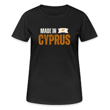 Hergestellt in Zypern, zypriotischer Stolz - Frauen T-Shirt atmungsaktiv - Schwarz - Vorne - AI Model Female 172 light (172cm)