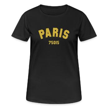 15e arrondissement de PARIS - T-shirt respirant Femme - noir - Devant - AI Model Female 172 light (172cm)