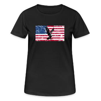 Aigle de la Liberté sur le drapeau américain - T-shirt respirant Femme - noir - Devant - AI Model Female 172 light (172cm)