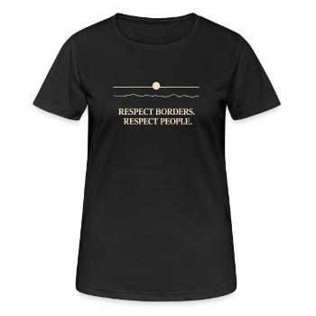 Groenland - Respecter les frontières Respecter les gens - T-shirt respirant Femme - noir - Devant - AI Model Female 172 light (172cm)