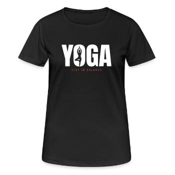 Yoga Équilibre – Motivation pour rester en équilibre - T-shirt respirant Femme - noir - Devant - AI Model Female 172 light (172cm)