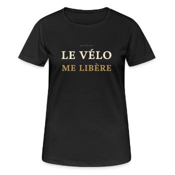 Le Vélo Me Libère - Design Cycliste Minimaliste - T-shirt respirant Femme - noir - Devant - AI Model Female 172 light (172cm)