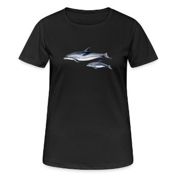 Repéré Dolphin - Dauphin tacheté - Dauphin tacheté - T-shirt respirant Femme - noir - Devant - AI Model Female 172 light (172cm)