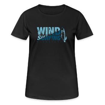 WINDSURFING BLEU planche à voile - T-shirt respirant Femme - noir - Devant - AI Model Female 172 light (172cm)