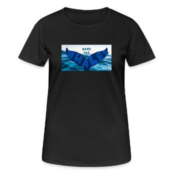 Save the whales - Frauen T-Shirt atmungsaktiv - Schwarz - Vorne - AI Model Female 172 light (172cm)