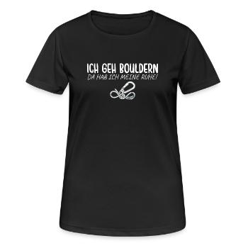 Bouldern Da hab ich meine Ruhe Klettern - Frauen T-Shirt atmungsaktiv - Schwarz - Vorne - AI Model Female 172 light (172cm)