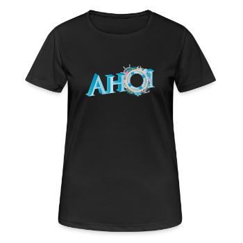 salutation du marin maritime lettrage Ahoi - T-shirt respirant Femme - noir - Devant - AI Model Female 172 light (172cm)