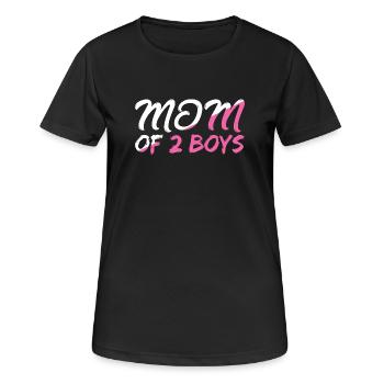 Mama von 2 Jungs mit Herz Motiv - Frauen T-Shirt atmungsaktiv - Schwarz - Vorne - AI Model Female 172 light (172cm)