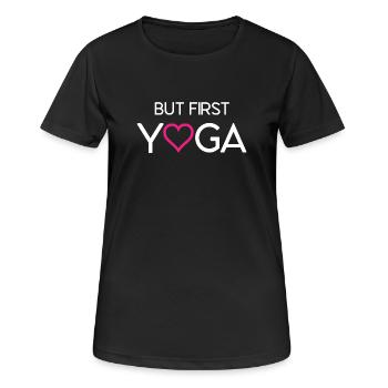 Mais d’abord le yoga - T-shirt respirant Femme - noir - Devant - AI Model Female 172 light (172cm)