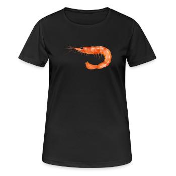 rosarote Garnele oder Shrimp von Hand gezeichnet - Frauen T-Shirt atmungsaktiv - Schwarz - Vorne - AI Model Female 172 light (172cm)