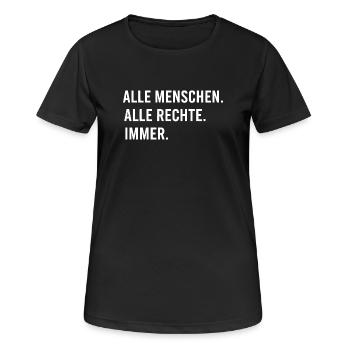 Toutes les personnes. Tous droits réservés. Toujours. - T-shirt respirant Femme - noir - Devant - AI Model Female 172 light (172cm)