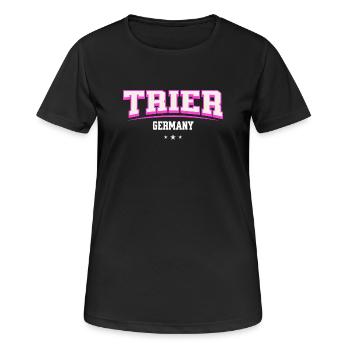 Trier Germany Retro Schriftzug - Frauen T-Shirt atmungsaktiv - Schwarz - Vorne - AI Model Female 172 light (172cm)
