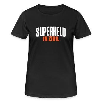 Superheld In Zivil Superhero Superhelden Kostüm - Frauen T-Shirt atmungsaktiv - Schwarz - Vorne - AI Model Female 172 light (172cm)
