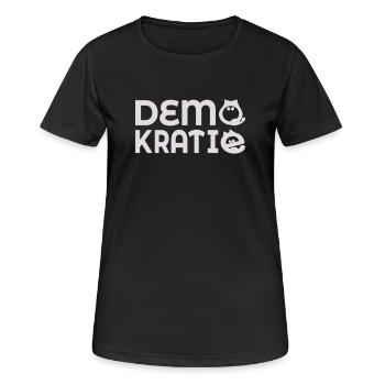 Katzen Demokratie - Frauen T-Shirt atmungsaktiv - Schwarz - Vorne - AI Model Female 172 light (172cm)