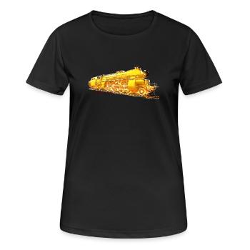 Dampflok 18 323 - Frauen T-Shirt atmungsaktiv - Schwarz - Vorne - AI Model Female 172 light (172cm)