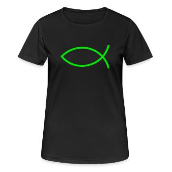 Jésus poisson vert Ichthys poisson poisson poisson poisson - T-shirt respirant Femme - noir - Devant - AI Model Female 172 light (172cm)