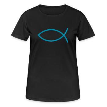 Jésus poisson Ichthys poisson poisson poisson - T-shirt respirant Femme - noir - Devant - AI Model Female 172 light (172cm)