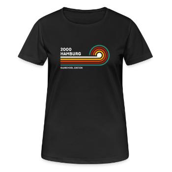 Hamburg Retro Shirt 2000 Zip Code Souvenir Zip Code - Women's Breathable T-Shirt - black - Front - AI Model Female 172 light (172cm)