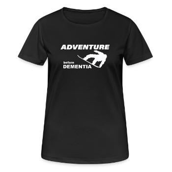 SNOWBOARD ADVENTURE - Frauen T-Shirt atmungsaktiv - Schwarz - Vorne - AI Model Female 172 light (172cm)