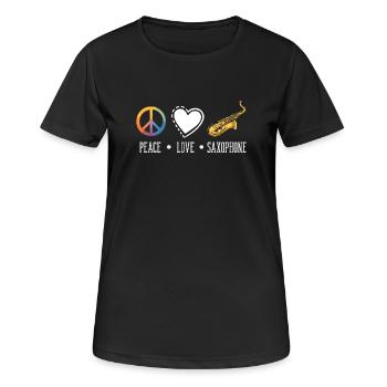 Saxofon - Frauen T-Shirt atmungsaktiv - Schwarz - Vorne - AI Model Female 172 light (172cm)