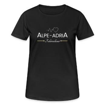Alpe Adria Fahrradtour - Frauen T-Shirt atmungsaktiv - Schwarz - Vorne - AI Model Female 172 light (172cm)