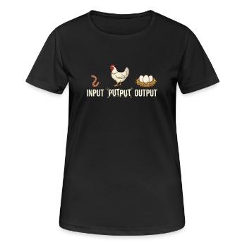 Entrée Putput Sortie Poulet Éleveur de poulets drôle - T-shirt respirant Femme - noir - Devant - AI Model Female 172 light (172cm)