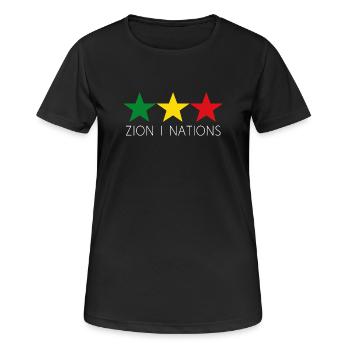 ZION I NATION - Reggae Rasta Roots Stars - Frauen T-Shirt atmungsaktiv - Schwarz - Vorne - AI Model Female 172 light (172cm)