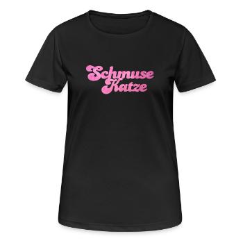 Schmusekatze Katze Handschrift Fell flauschig - Frauen T-Shirt atmungsaktiv - Schwarz - Vorne - AI Model Female 172 light (172cm)