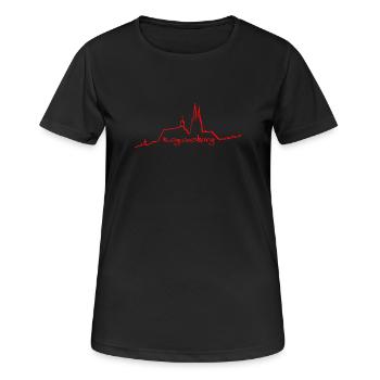 Ligne d’horizon de Ratisbonne rouge - T-shirt respirant Femme - noir - Devant - AI Model Female 172 light (172cm)