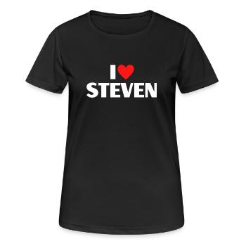 I love Steven Red Heart Romantic Name Fan - Women's Breathable T-Shirt - black - Front - AI Model Female 172 light (172cm)