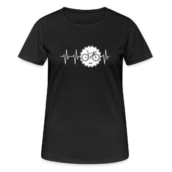 logo de vélo pulse avec pignon Biketeam Team Tour - T-shirt respirant Femme - noir - Devant - AI Model Female 172 light (172cm)