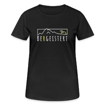 Bergeistert Berge Begeisterung Sonne Wandern Trail - Frauen T-Shirt atmungsaktiv - Schwarz - Vorne - AI Model Female 172 light (172cm)
