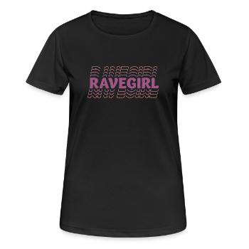 Raver girl dessin pour festival, rave, EDM, danse - T-shirt respirant Femme - noir - Devant - AI Model Female 172 light (172cm)