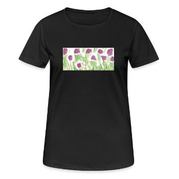 Das Leben ist eine Blumenwiese - Frauen T-Shirt atmungsaktiv - Schwarz - Vorne - AI Model Female 172 light (172cm)