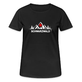 Schwarzwald mit Herzschlag und Herz Hut Berge - Frauen T-Shirt atmungsaktiv - Schwarz - Vorne - AI Model Female 172 light (172cm)