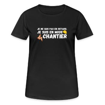 Je suis en mode chantier - T-shirt respirant Femme - noir - Devant - AI Model Female 172 light (172cm)