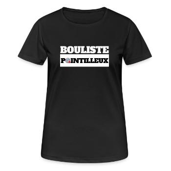 BOULISTE POINTILLEUX - Humour Pétanque - Women's Breathable T-Shirt - black - Front - AI Model Female 172 light (172cm)
