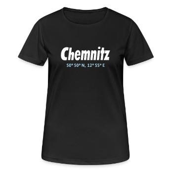 Coordonnées de Chemnitz - T-shirt respirant Femme - noir - Devant - AI Model Female 172 light (172cm)