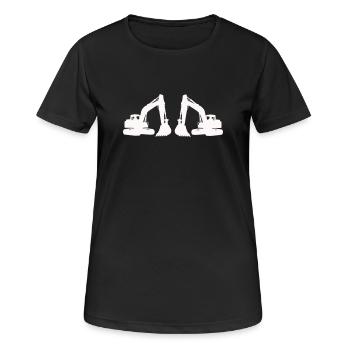 Doppel Bagger Silhouette - Frauen T-Shirt atmungsaktiv - Schwarz - Vorne - AI Model Female 172 light (172cm)