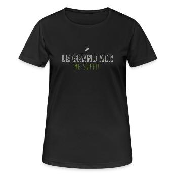 Le Grand Air Me Suffit - Nature Minimaliste - T-shirt respirant Femme - noir - Devant - AI Model Female 172 light (172cm)
