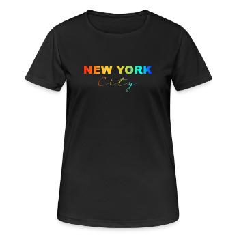 New York City Rainbow - Frauen T-Shirt atmungsaktiv - Schwarz - Vorne - AI Model Female 172 light (172cm)