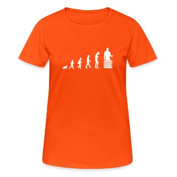 Evolution from baby to bricklayer / profession - Women's Breathable T-Shirt - neon orange - Front - AI Model Female 172 dark (172cm)