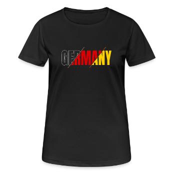 Germany Schriftzug Schwarz Rot Gold Deutschland - Frauen T-Shirt atmungsaktiv - Schwarz - Vorne - AI Model Female 172 light (172cm)