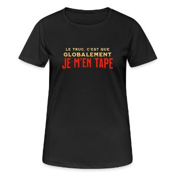 Globalement je m'en tape - T-shirt respirant Femme - noir - Devant - AI Model Female 172 light (172cm)