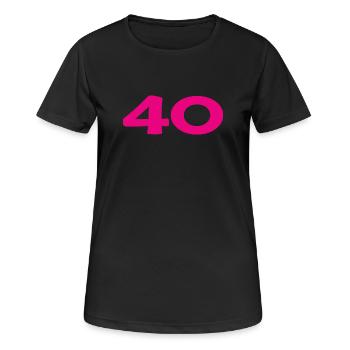 40. 40 ANS. 40e ANNIVERSAIRE. ANNIVERSAIRE 40 ANS. - T-shirt respirant Femme - noir - Devant - AI Model Female 172 light (172cm)