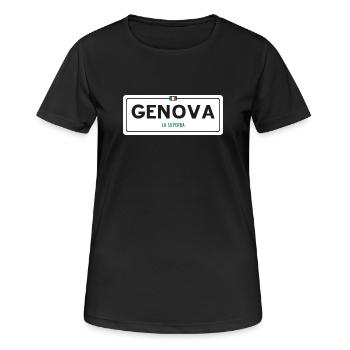 Ortsschild Genua - Frauen T-Shirt atmungsaktiv - Schwarz - Vorne - AI Model Female 172 light (172cm)