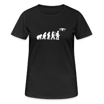 Drohnenpilot Evolution Quadrocopter - Frauen T-Shirt atmungsaktiv - Schwarz - Vorne - AI Model Female 172 light (172cm)